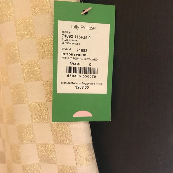 Lilly Pulitzer Wright Sq Jacquard GoldWhite Dress - Picture 4 of 8